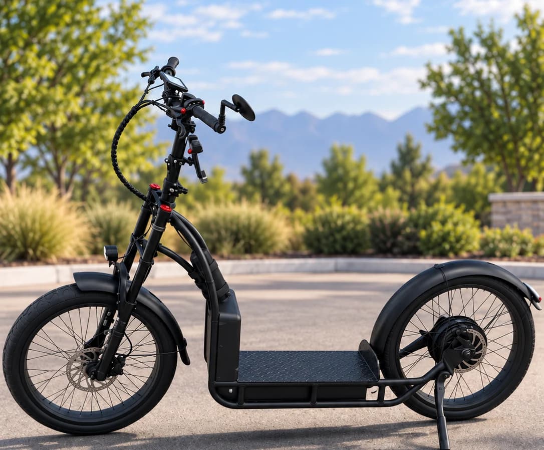 Finished NF scooter in side profile, kickstand side