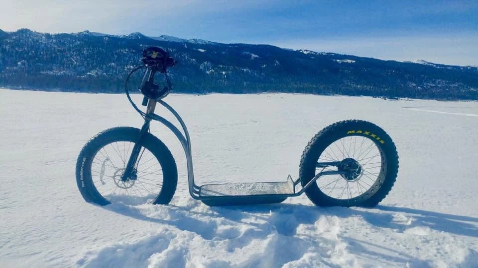 Fat-tire NF scooter on snow at the McCall Winter Carnival